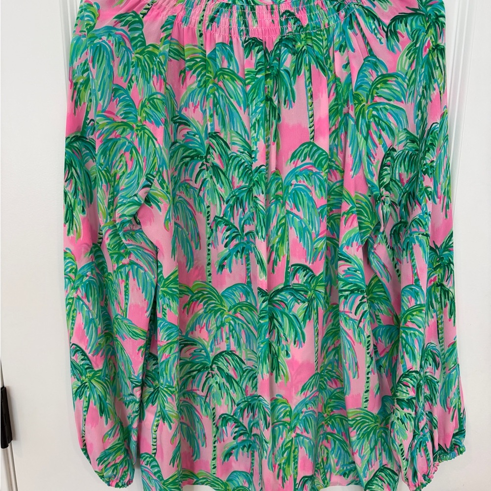 Lilly Pulitzer Pink and Green Tropical Print Top - Picture 2 of 3